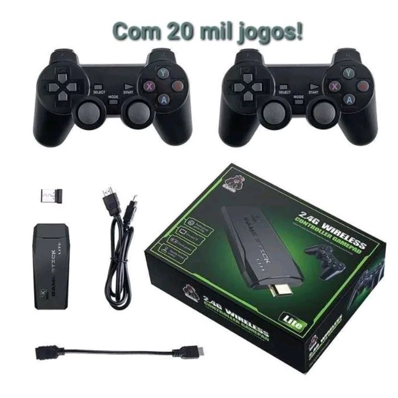 Video game Stick 4K Com 20000 Jogos 64gb 2 Controles Sem Fio Console Portatil Jogos Retro Video Game